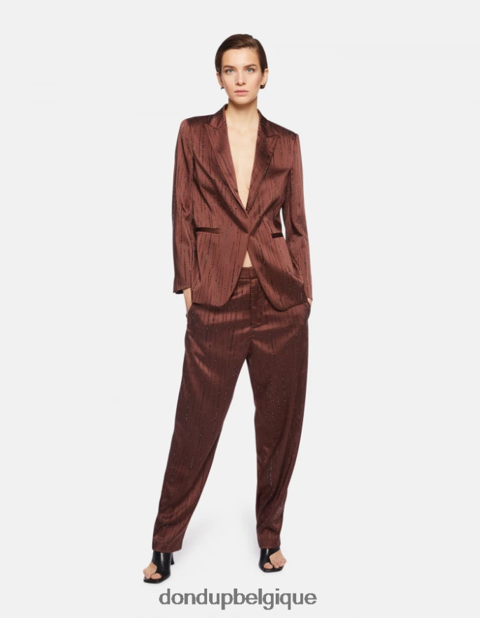 femmes vêtements DONDUP cioccolato pantalon ample en satin micaela 8826D0191
