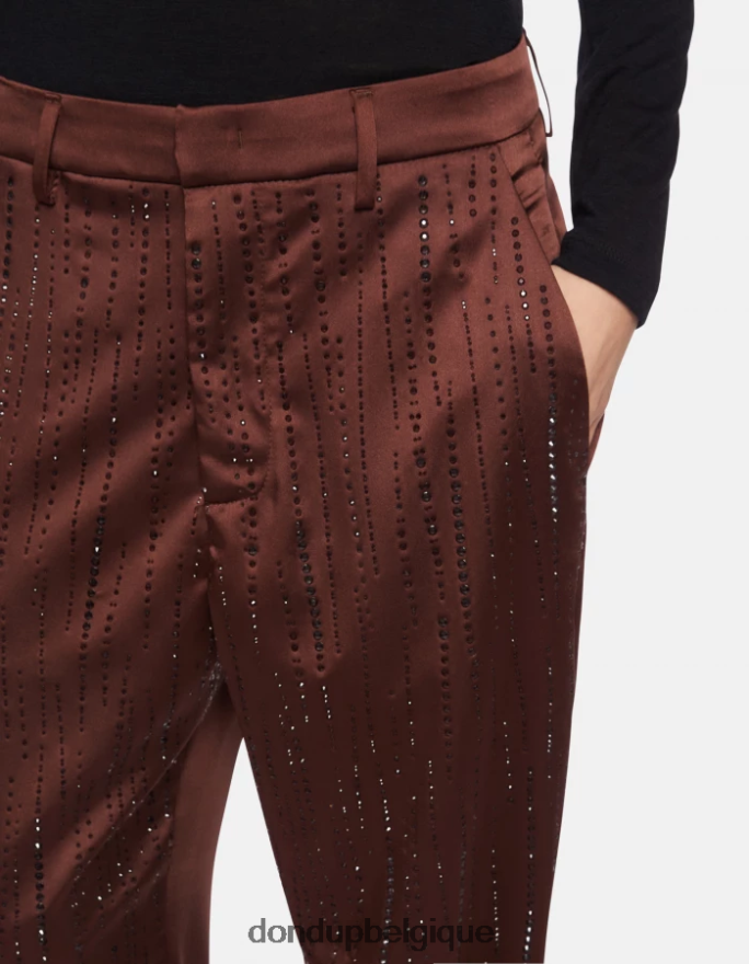 femmes vêtements DONDUP cioccolato pantalon ample en satin micaela 8826D0191