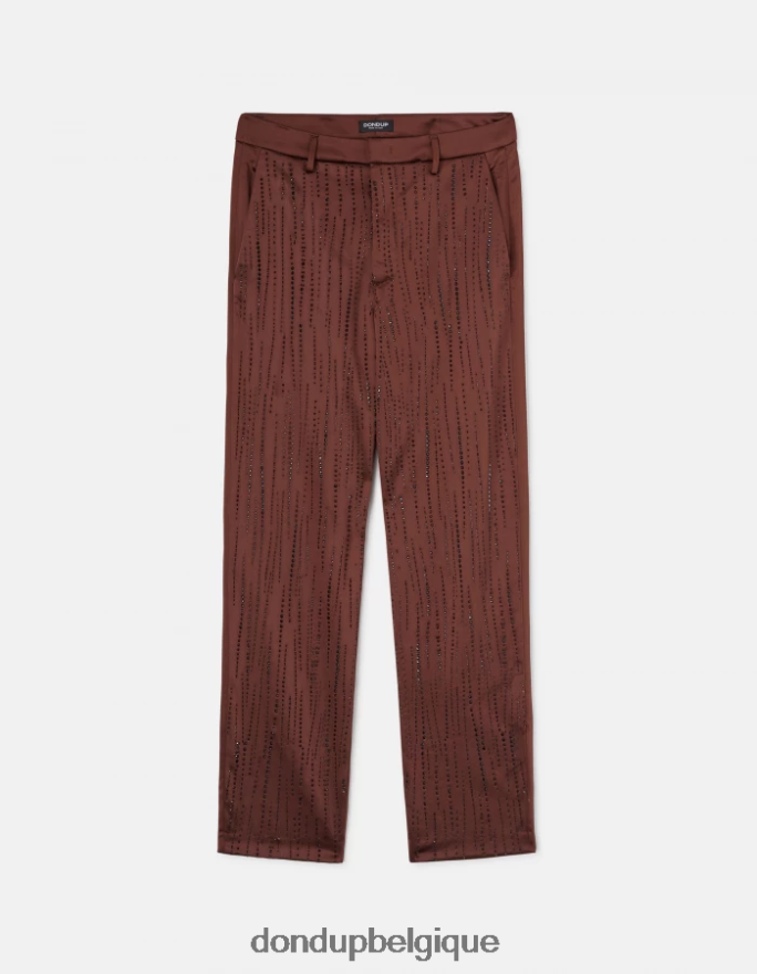 femmes vêtements DONDUP cioccolato pantalon ample en satin micaela 8826D0191