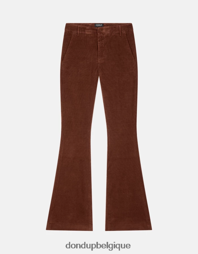 femmes vêtements DONDUP cioccolato pantalon bootcut lexi en velours 8826D0122