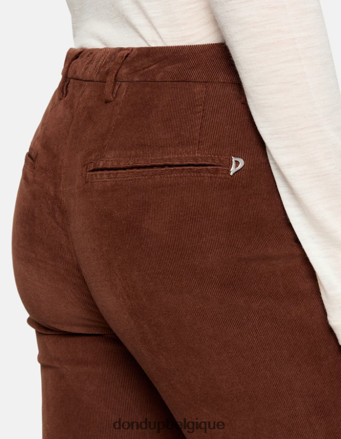 femmes vêtements DONDUP cioccolato pantalon bootcut lexi en velours 8826D0122