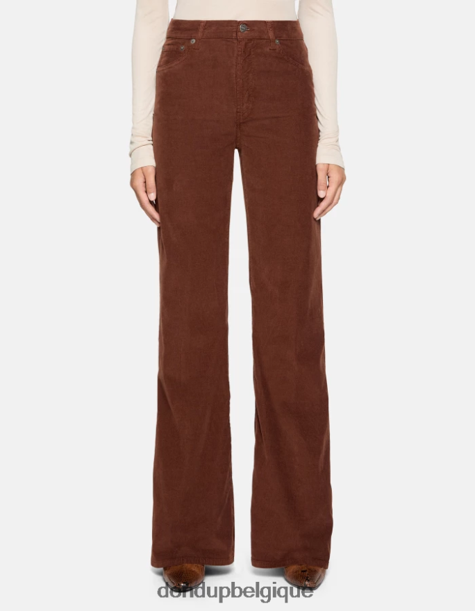 femmes vêtements DONDUP cioccolato pantalon large en velours ambre 8826D028