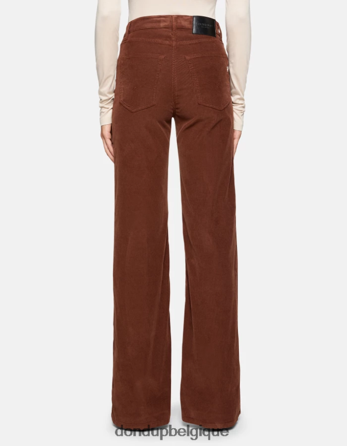 femmes vêtements DONDUP cioccolato pantalon large en velours ambre 8826D028