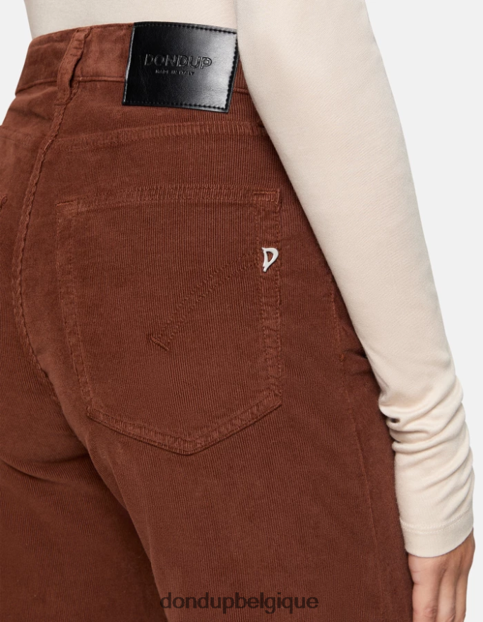 femmes vêtements DONDUP cioccolato pantalon large en velours ambre 8826D028