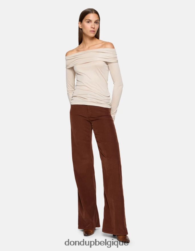 femmes vêtements DONDUP cioccolato pantalon large en velours ambre 8826D028