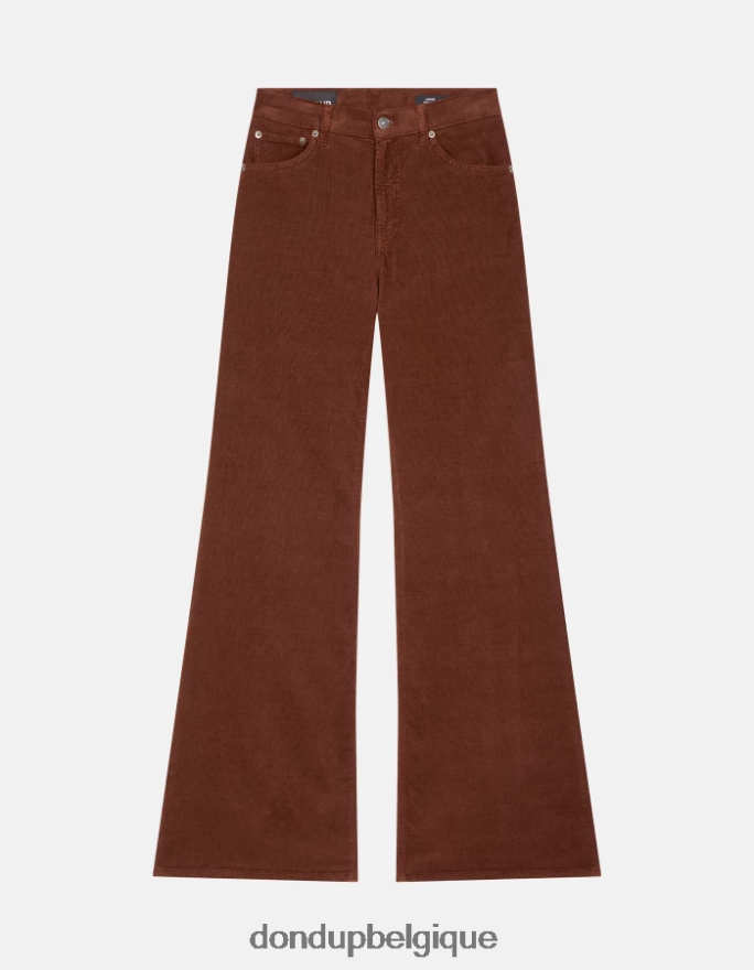 femmes vêtements DONDUP cioccolato pantalon large en velours ambre 8826D028