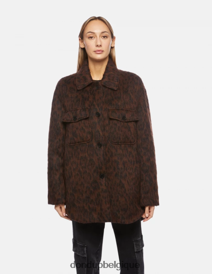 femmes vêtements DONDUP cioccolato surchemise à simple boutonnage en éco-fourrure 8826D0367