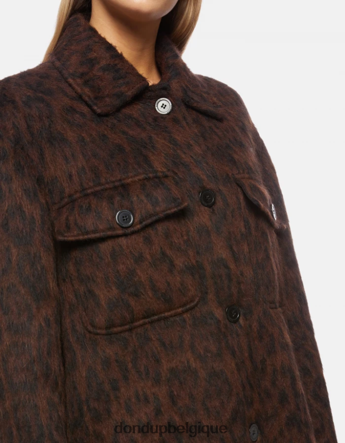 femmes vêtements DONDUP cioccolato surchemise à simple boutonnage en éco-fourrure 8826D0367