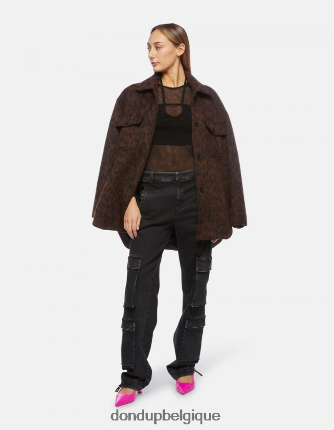 femmes vêtements DONDUP cioccolato surchemise à simple boutonnage en éco-fourrure 8826D0367