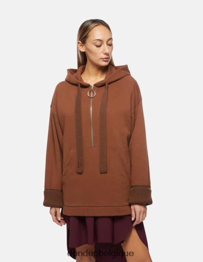 femmes vêtements DONDUP cioccolato sweat à capuche surdimensionné 8826D0446