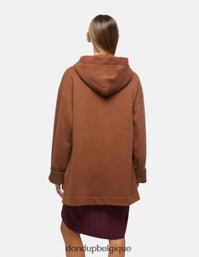femmes vêtements DONDUP cioccolato sweat à capuche surdimensionné 8826D0446