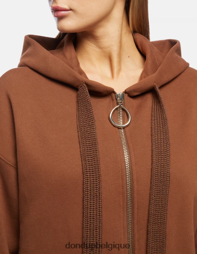 femmes vêtements DONDUP cioccolato sweat à capuche surdimensionné 8826D0446