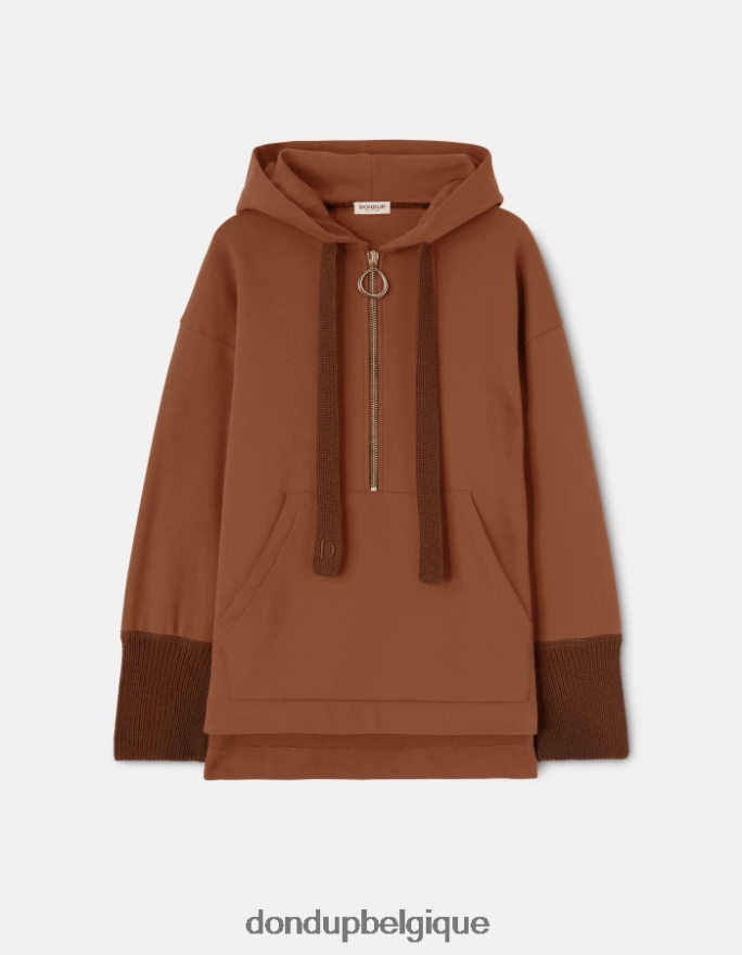 femmes vêtements DONDUP cioccolato sweat à capuche surdimensionné 8826D0446