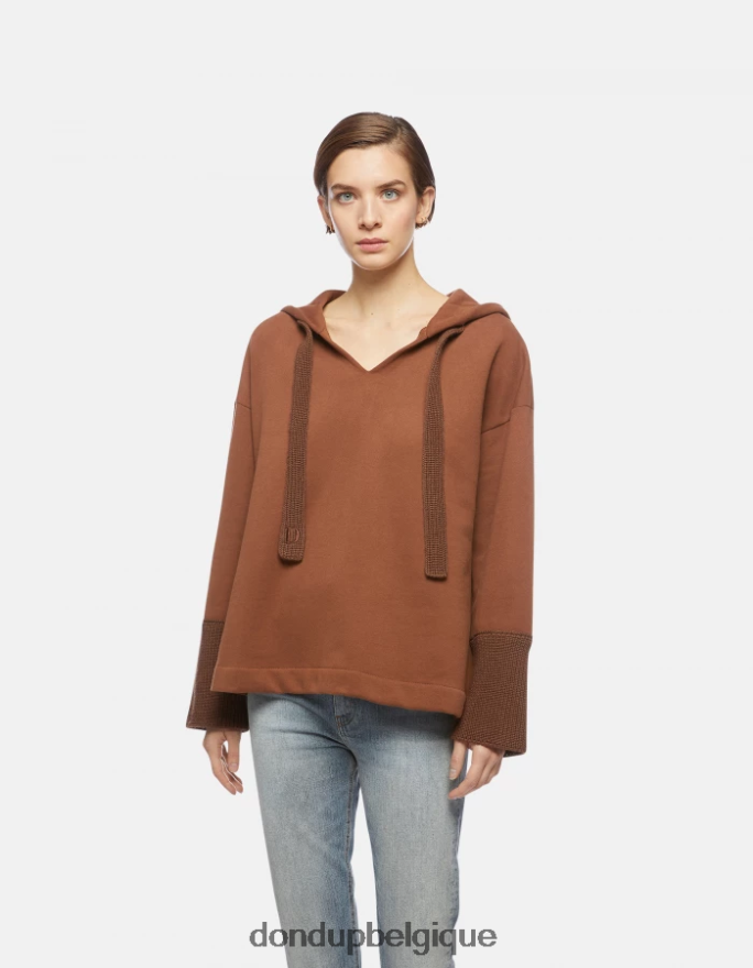 femmes vêtements DONDUP cioccolato sweat à capuche surdimensionné 8826D0452
