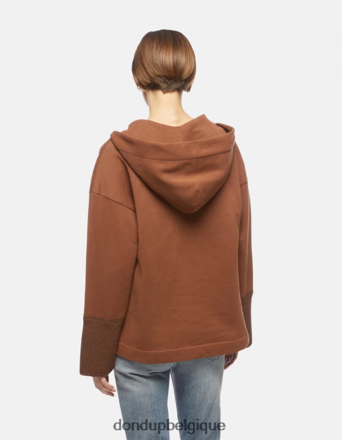 femmes vêtements DONDUP cioccolato sweat à capuche surdimensionné 8826D0452