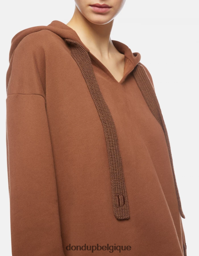 femmes vêtements DONDUP cioccolato sweat à capuche surdimensionné 8826D0452