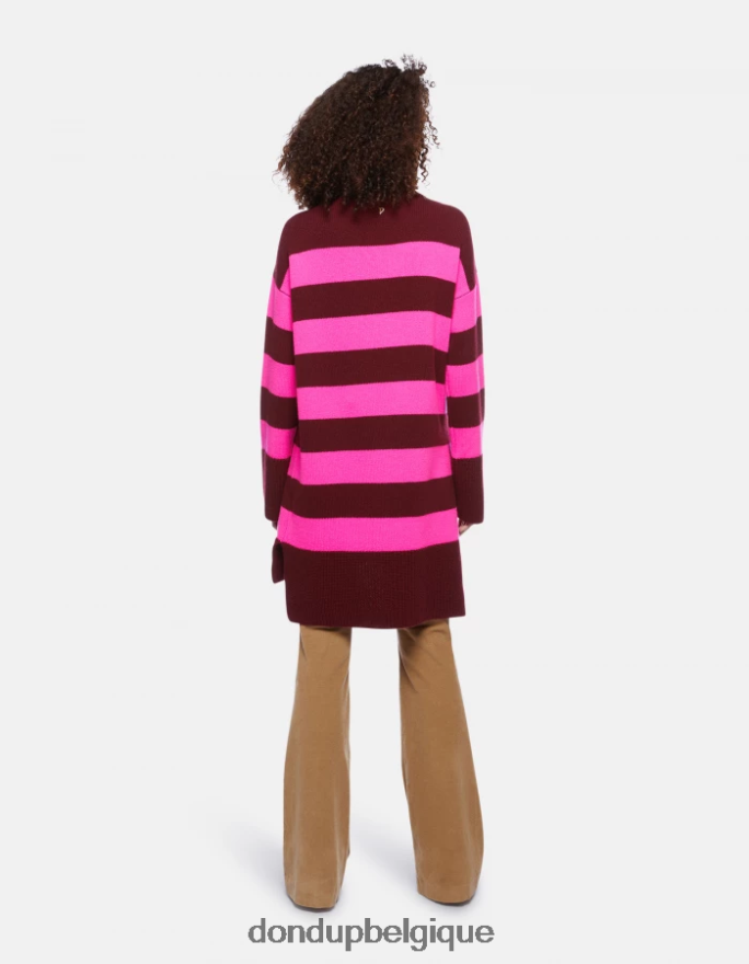 femmes vêtements DONDUP fuchsia  pruneau pull oversize à col polo en côtes anglaises 8826D0315