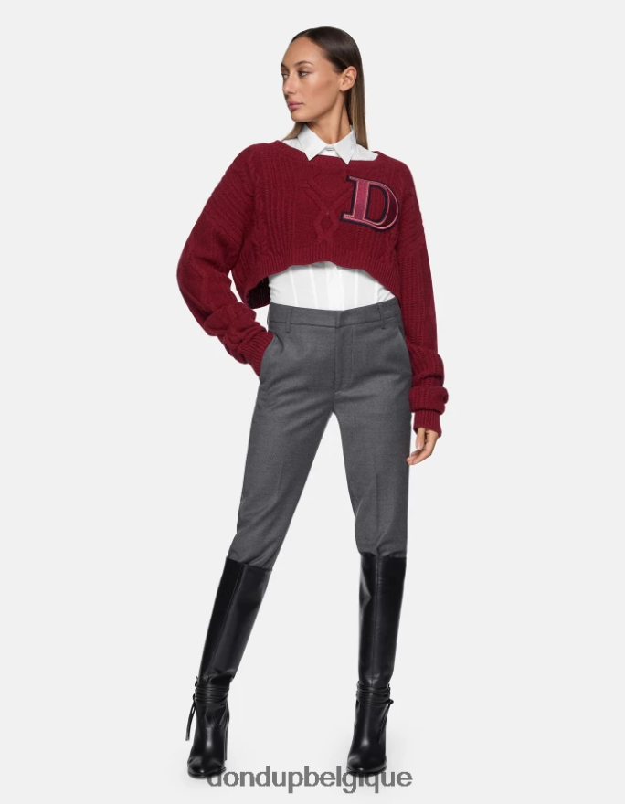 femmes vêtements DONDUP gris pantalon ample en flanelle nima 8826D0223