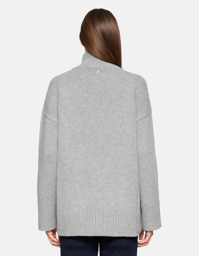 femmes vêtements DONDUP gris pull oversize à col polo en côtes anglaises 8826D0308