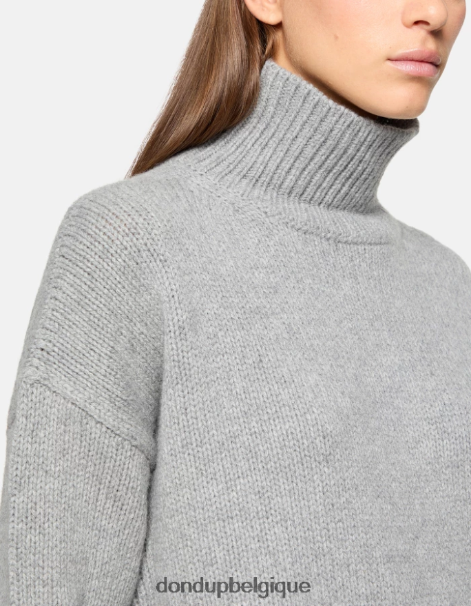 femmes vêtements DONDUP gris pull oversize à col polo en côtes anglaises 8826D0308