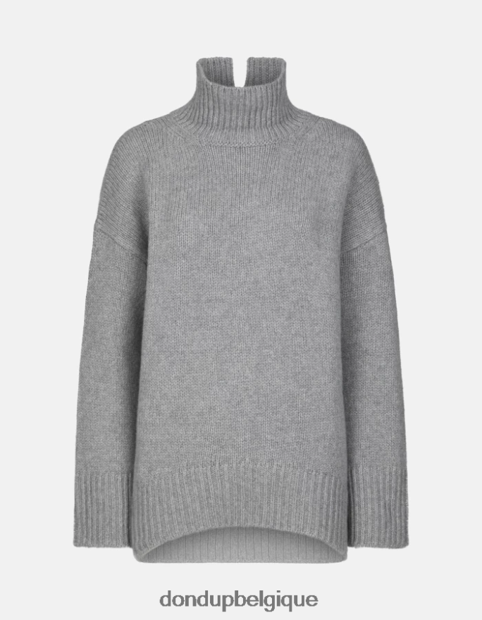 femmes vêtements DONDUP gris pull oversize à col polo en côtes anglaises 8826D0308