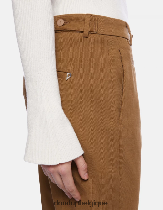 femmes vêtements DONDUP kaki pantalon coupe carotte en coton ariel 8826D0201