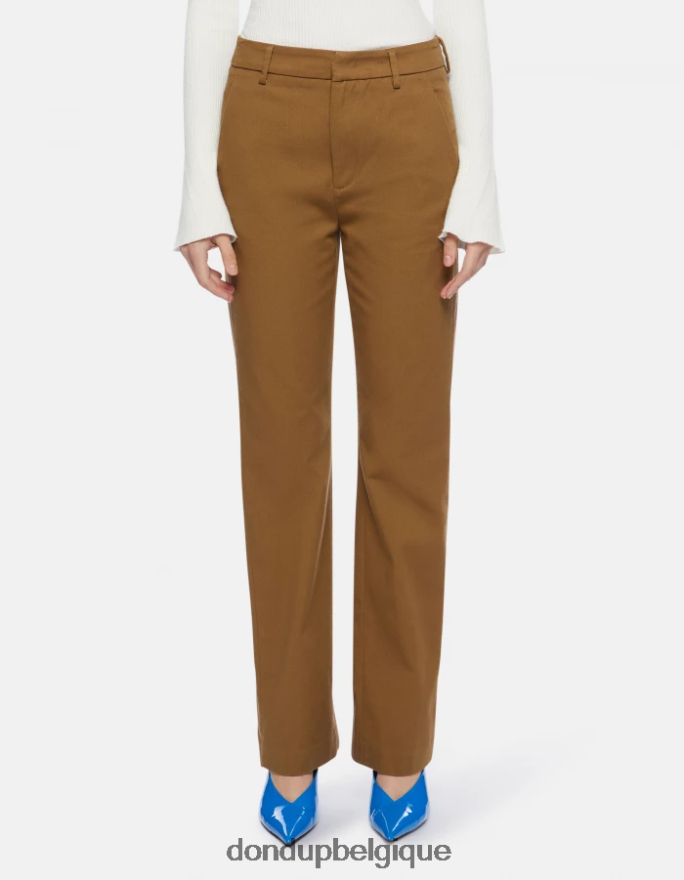 femmes vêtements DONDUP kaki pantalon coupe classique en coton Patty 8826D0149