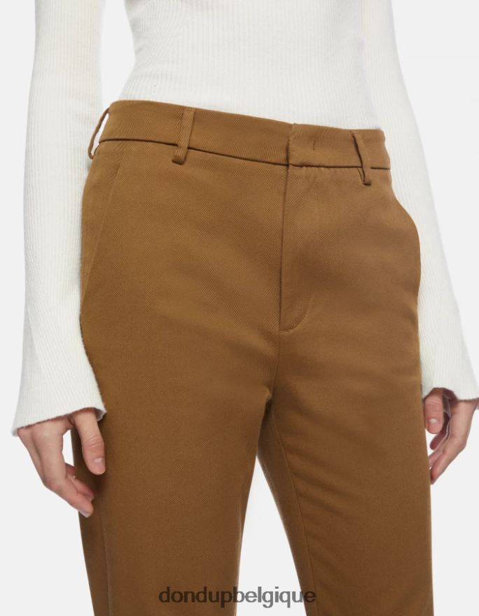 femmes vêtements DONDUP kaki pantalon coupe classique en coton Patty 8826D0149