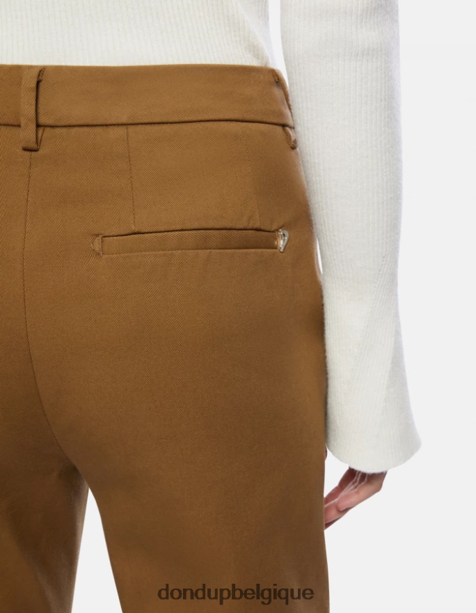 femmes vêtements DONDUP kaki pantalon coupe classique en coton Patty 8826D0149