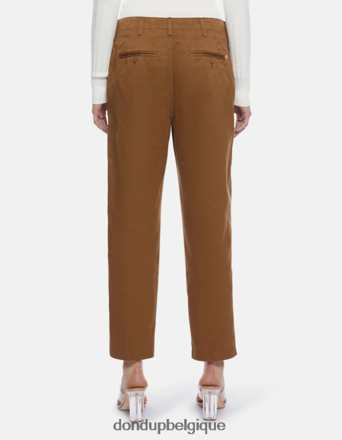 femmes vêtements DONDUP kaki pantalon en coton coupe carotte janis 8826D0129