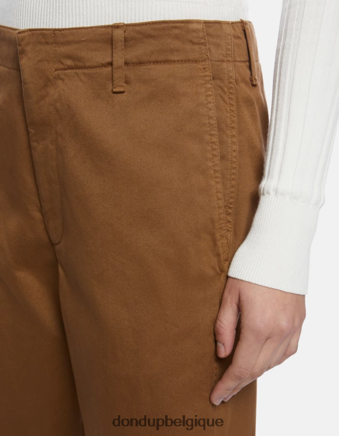 femmes vêtements DONDUP kaki pantalon en coton coupe carotte janis 8826D0129