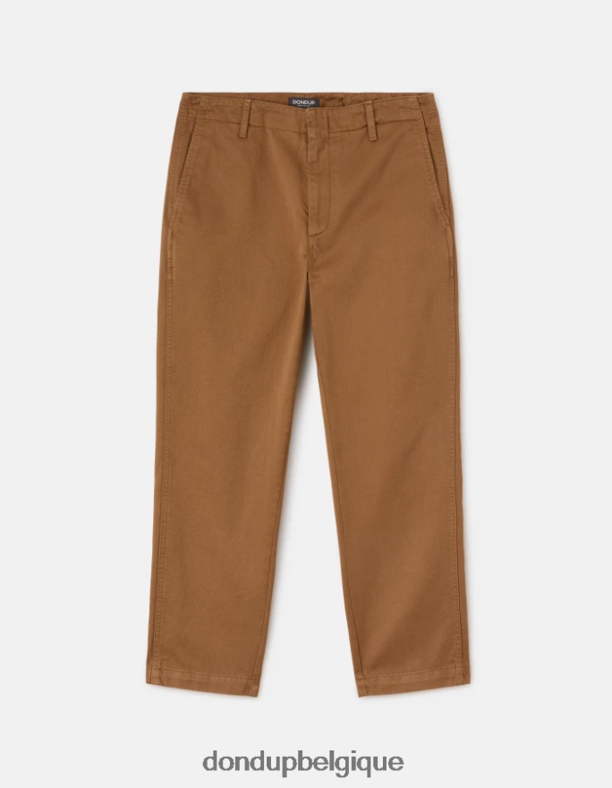 femmes vêtements DONDUP kaki pantalon en coton coupe carotte janis 8826D0129
