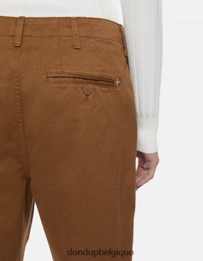 femmes vêtements DONDUP kaki pantalon en coton coupe carotte janis 8826D0129
