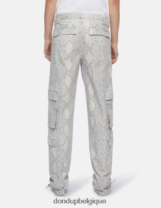 femmes vêtements DONDUP naturel pantalon ample en coton imprimé tori 8826D0119