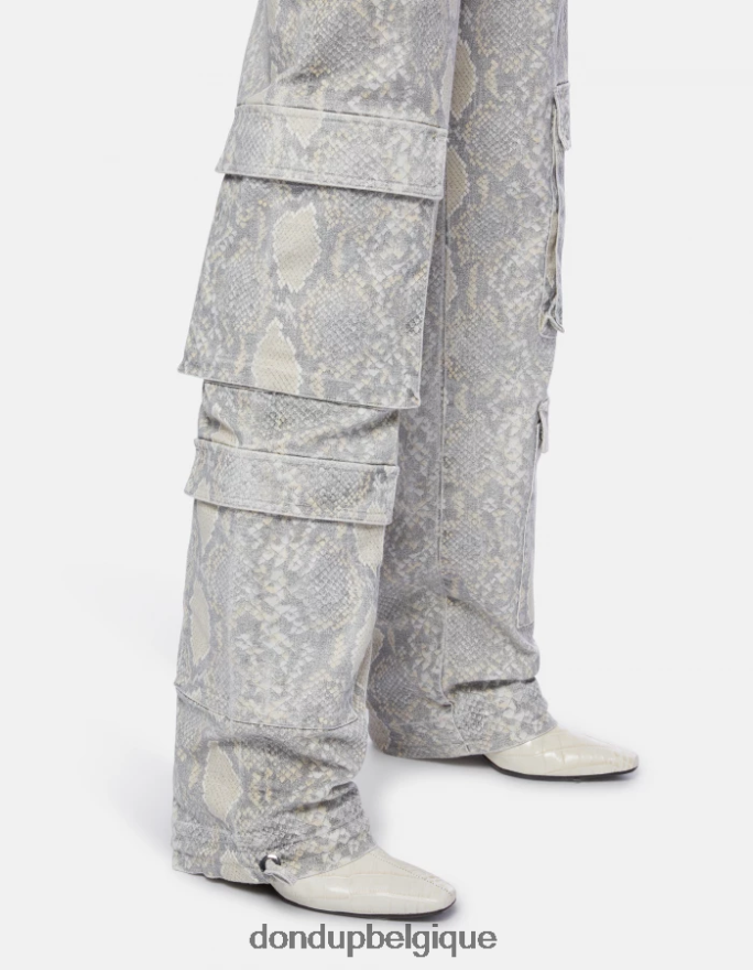 femmes vêtements DONDUP naturel pantalon ample en coton imprimé tori 8826D0119