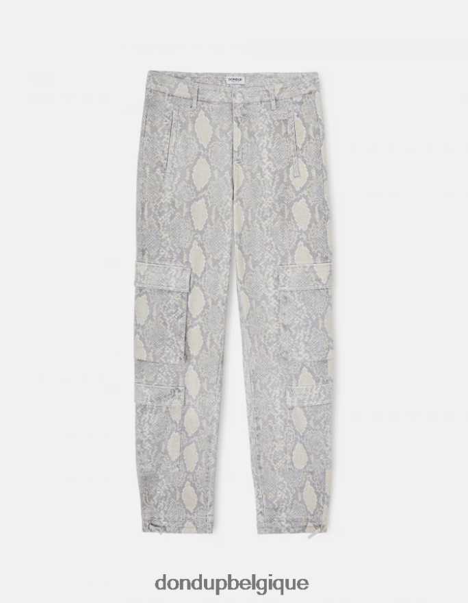 femmes vêtements DONDUP naturel pantalon ample en coton imprimé tori 8826D0119