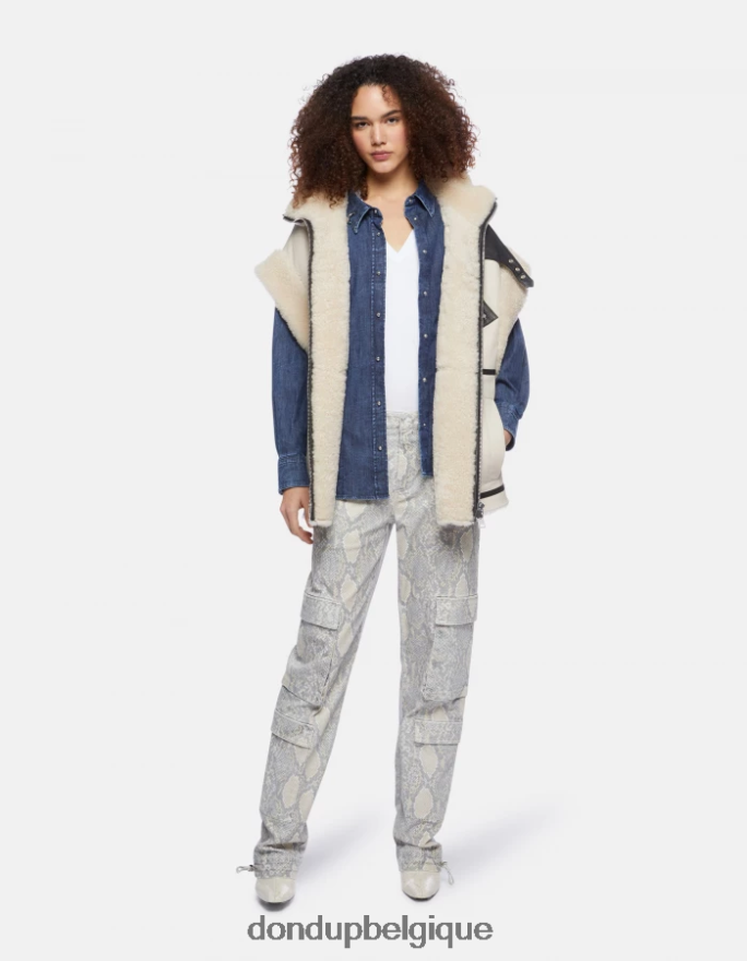 femmes vêtements DONDUP naturel pantalon ample en coton imprimé tori 8826D0119