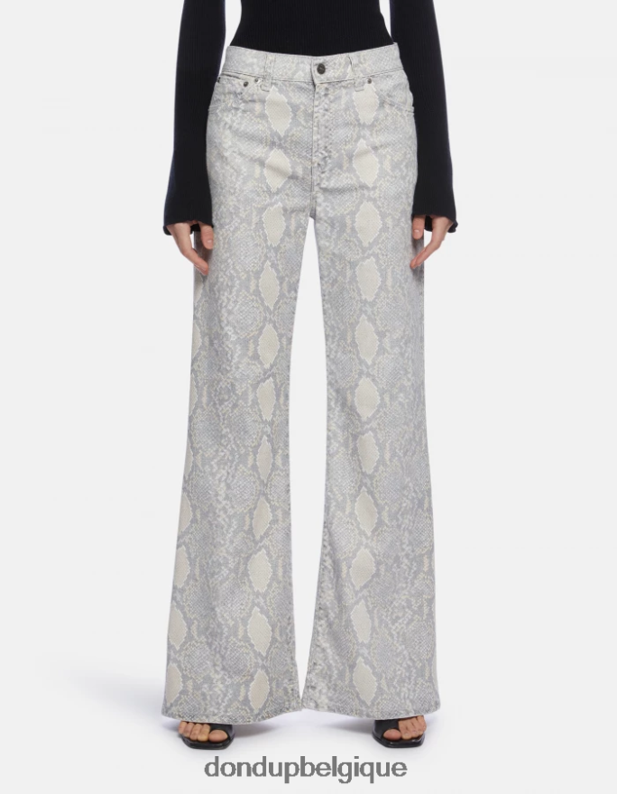 femmes vêtements DONDUP naturel pantalon large ambre en coton imprimé 8826D0105