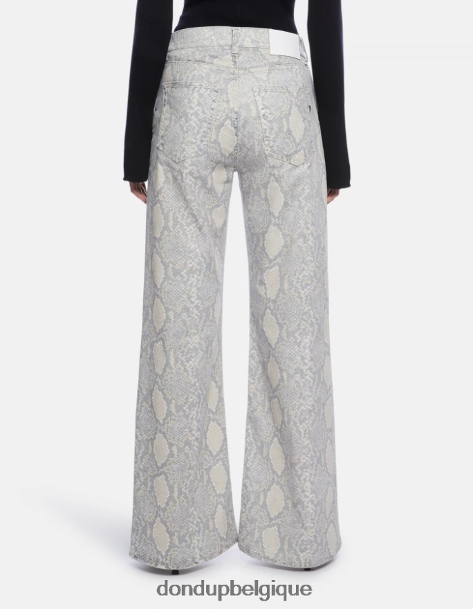 femmes vêtements DONDUP naturel pantalon large ambre en coton imprimé 8826D0105
