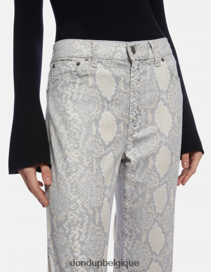 femmes vêtements DONDUP naturel pantalon large ambre en coton imprimé 8826D0105