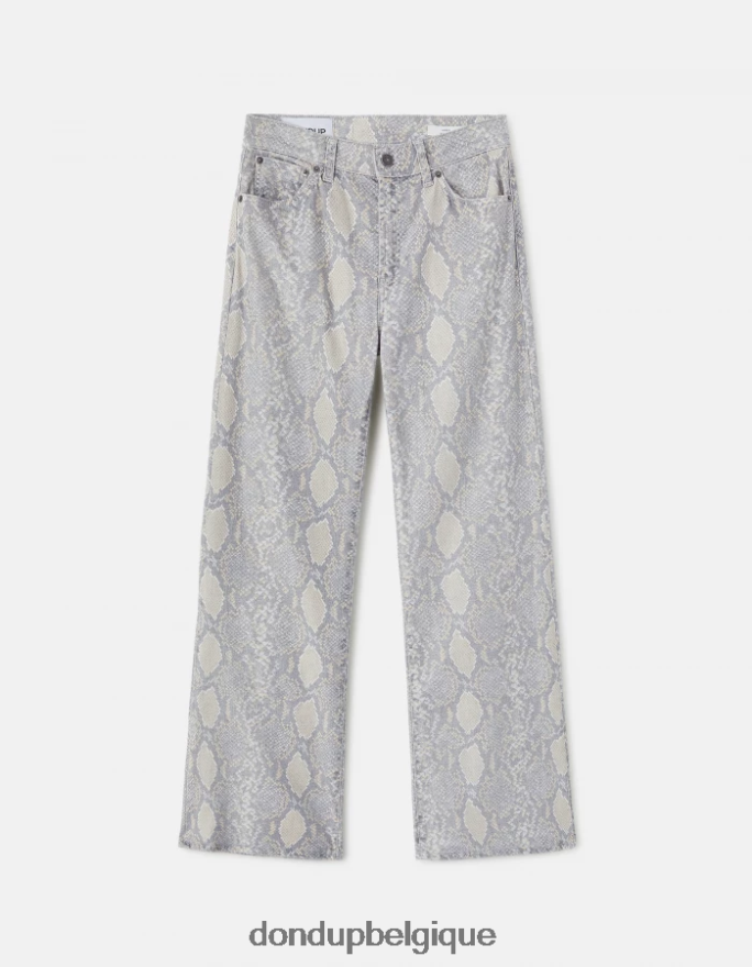 femmes vêtements DONDUP naturel pantalon large ambre en coton imprimé 8826D0105