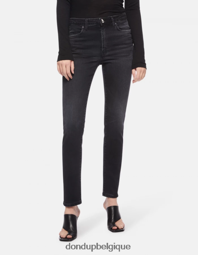 femmes vêtements DONDUP noir Jean super skinny iris en denim stretch 8826D078