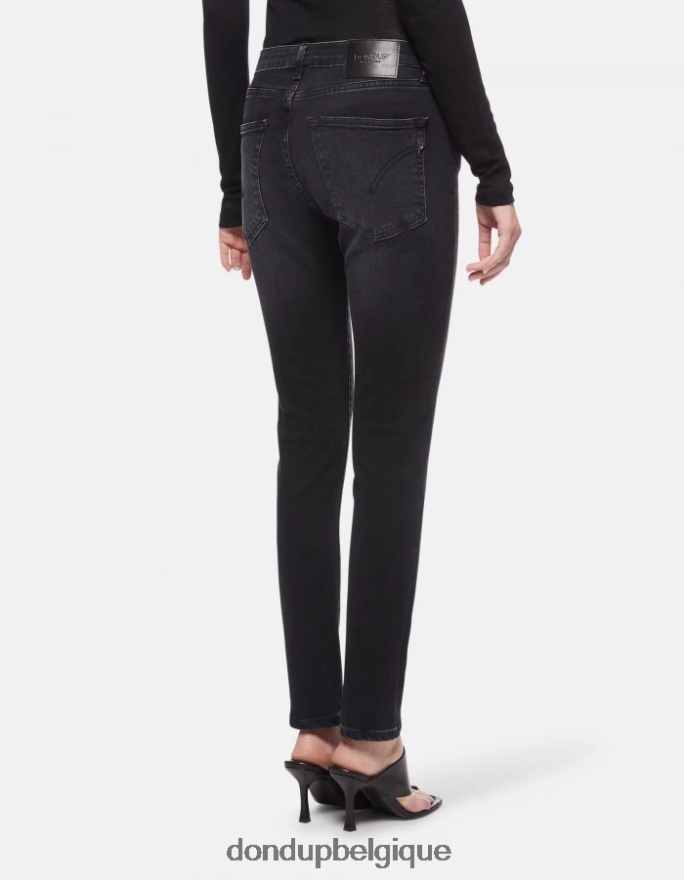 femmes vêtements DONDUP noir Jean super skinny iris en denim stretch 8826D078