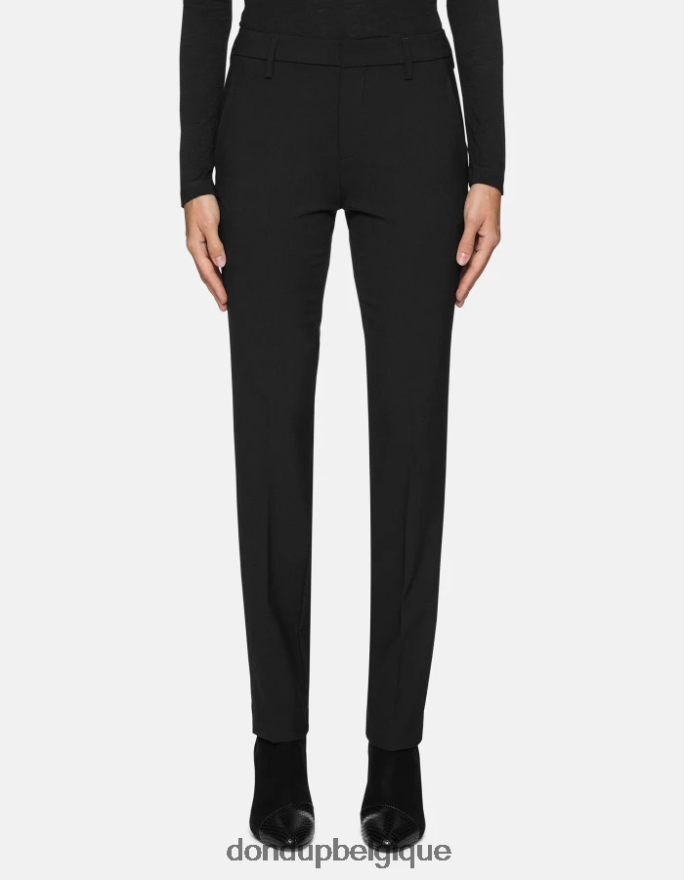 femmes vêtements DONDUP noir Kasya pantalon coupe classique en laine 8826D0143
