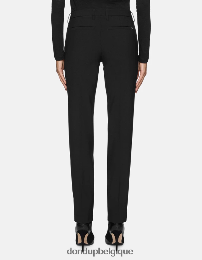 femmes vêtements DONDUP noir Kasya pantalon coupe classique en laine 8826D0143