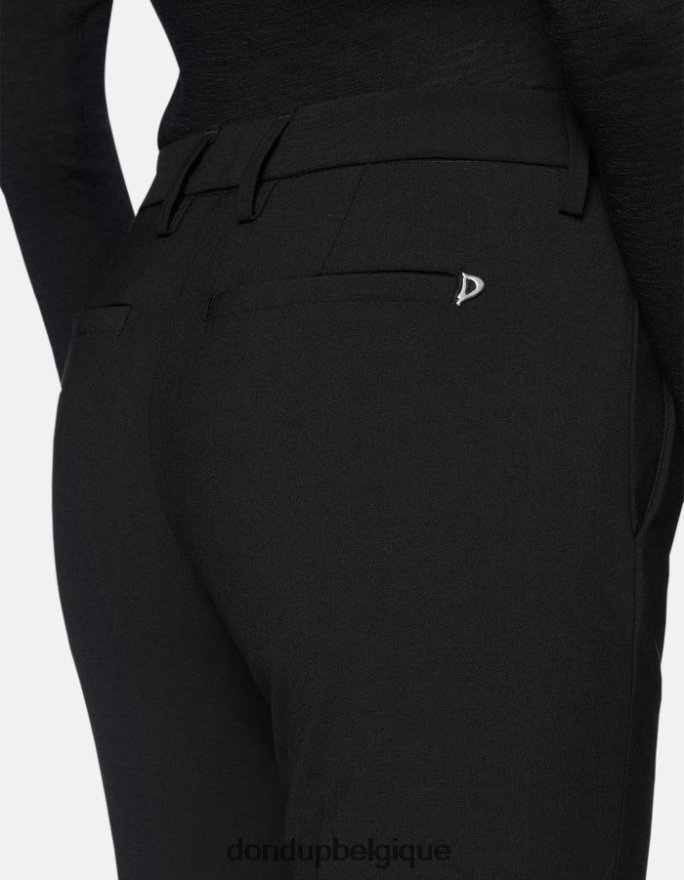 femmes vêtements DONDUP noir Kasya pantalon coupe classique en laine 8826D0143