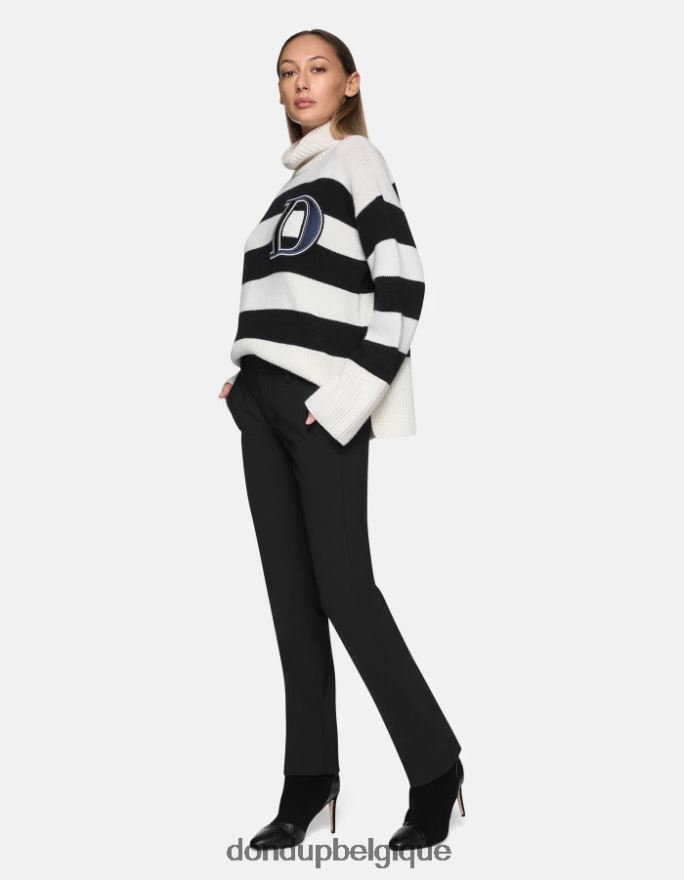femmes vêtements DONDUP noir Kasya pantalon coupe classique en laine 8826D0143
