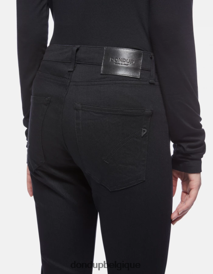 femmes vêtements DONDUP noir Mandy - Jean bootcut super skinny en denim stretch 8826D079