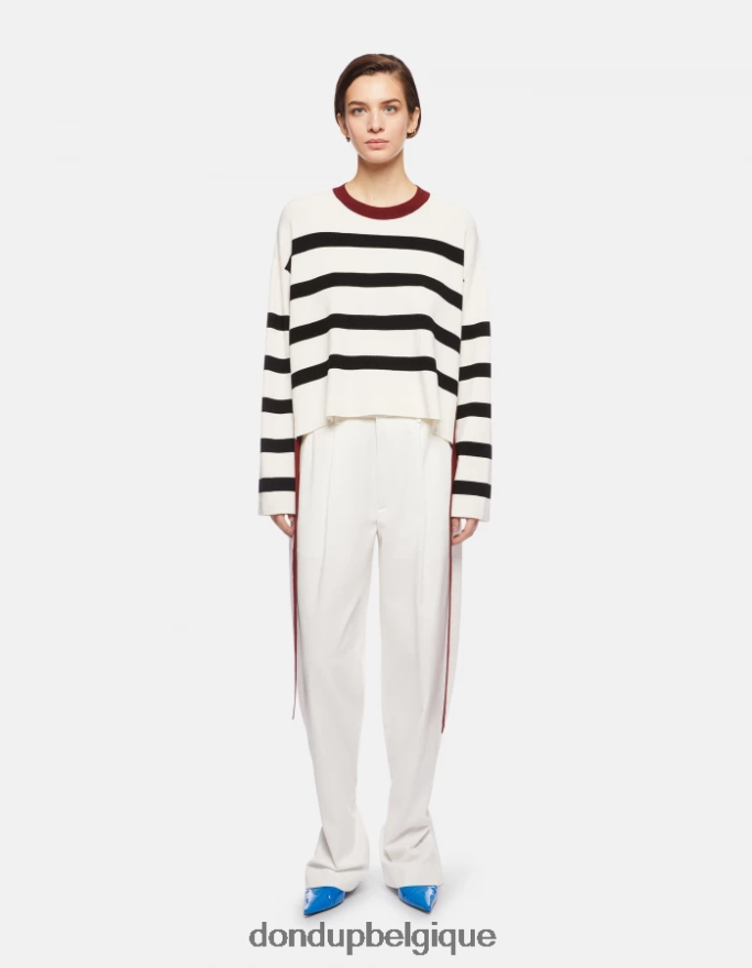 femmes vêtements DONDUP noir blanc pull à col rond en viscose 8826D0339