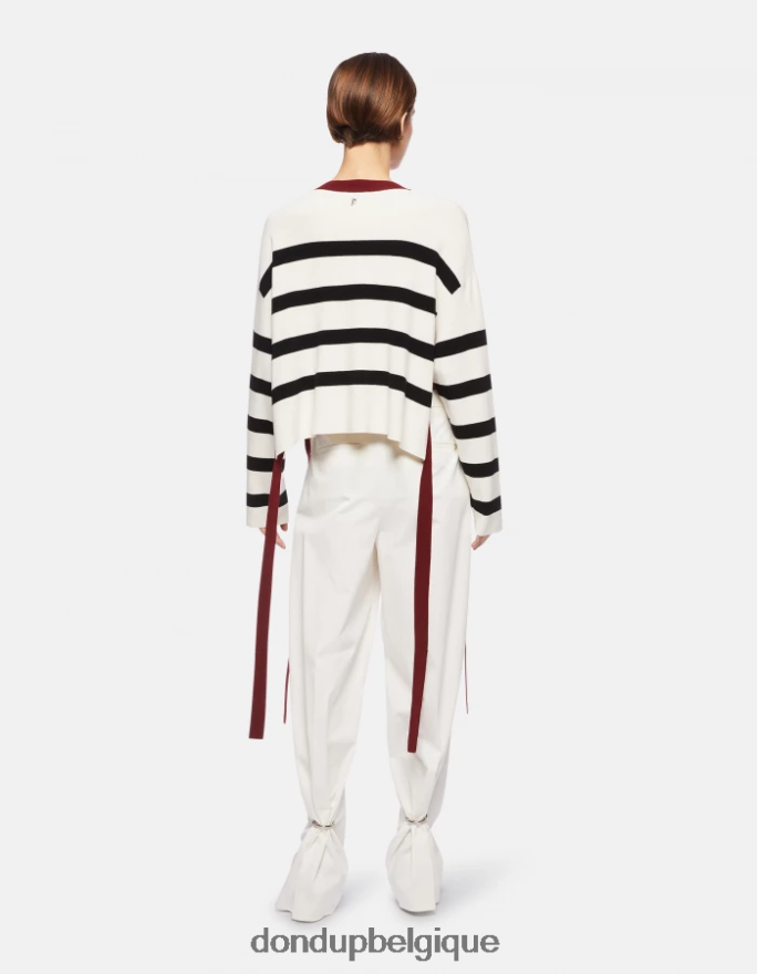 femmes vêtements DONDUP noir blanc pull à col rond en viscose 8826D0339